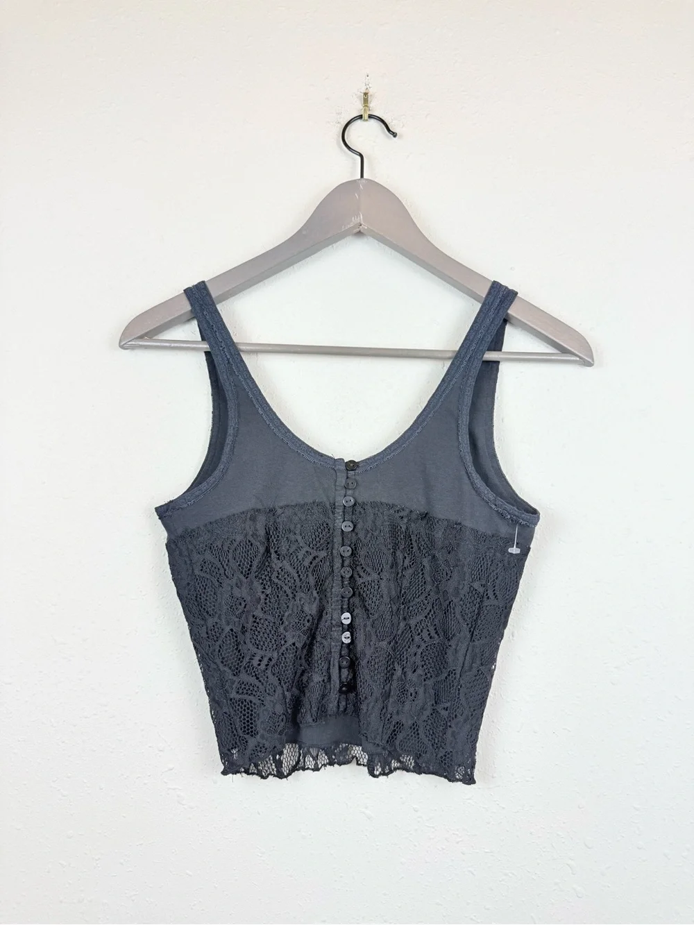 Free People Cosette Corset Lace Black Crop Tank Top Size XS NWT